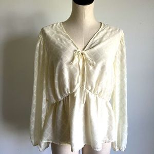 Elizabeth and James Peplum Top Ivory Lined BOHO Size Large